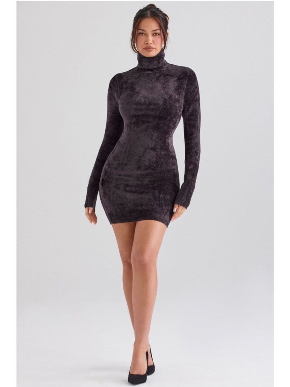 House of CB Taya Charcoal Chenille Mini Dress SZ XS EUC